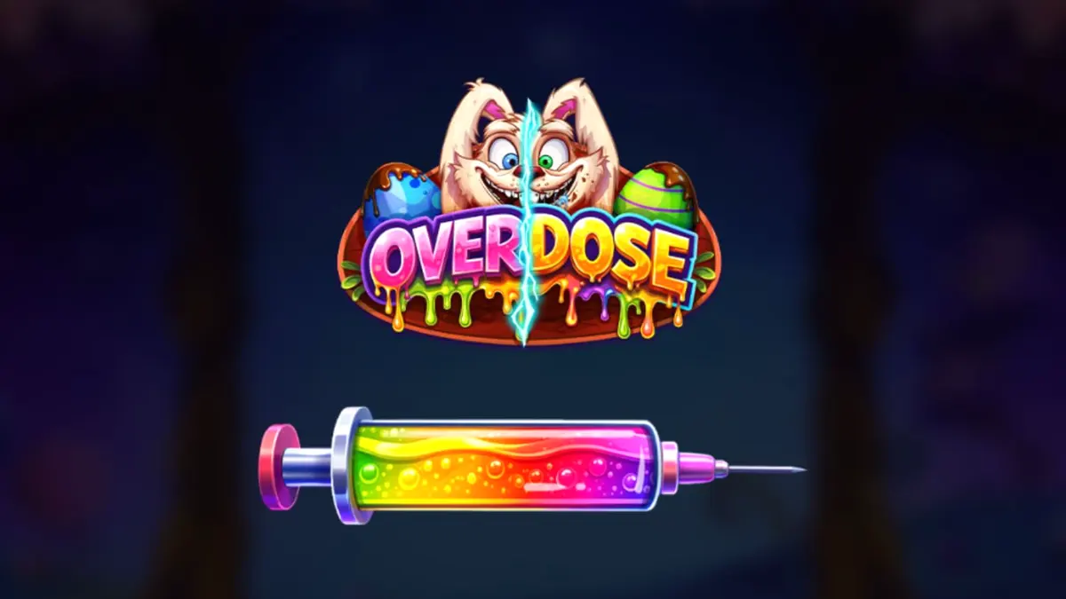 Tampilan visual slot Overdose dengan tema kelinci fantasi dan elemen permen
